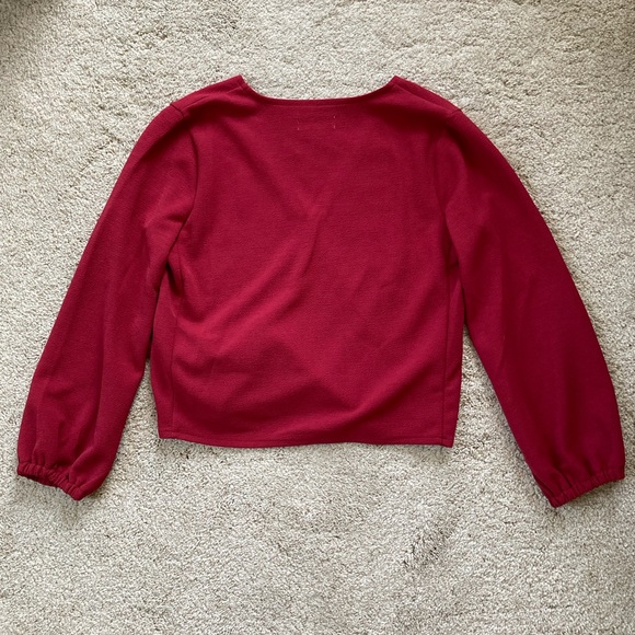 Madewell Texture & Thread Red Crepe Wrap Top - Picture 7 of 14